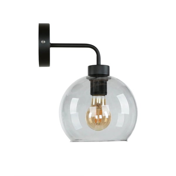 Wandleuchte mit transparentem Glasschirm und Leuchtmittel