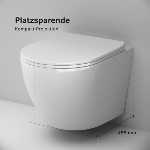 AM.PM Wand-WC  Tiefspüler ohne Spülrand weiß glänzend mit WC-Sitz CLA1900PSC Like