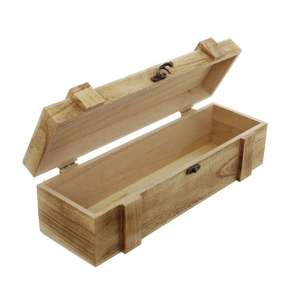 FRANK FLECHTWAREN | Holztruhe Rustikal, für 1 Flasche, HOLZ, 36 x 12 x 11 cm, ohne Inhalt