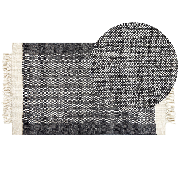 Teppich ATLANTI Schwarz 80 x 150 cm Wolle