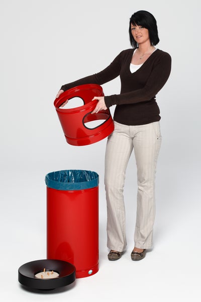 PROREGAL Robuster Kombiascher Mit Aluminium Kopfteil Für Kunststoffsäcke 56 Liter HxBxT 88,5 x 36,5 x 36,5 cm Verzinkter Stahl Rot