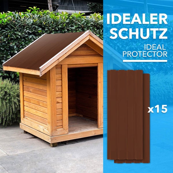 FLOORDIREKT Trapezblech - 115 x 45 cm - Profilblech - Stärke 0.25 mm - 15er-Set - inkl. Schrauben - 7,7 m² - Braun