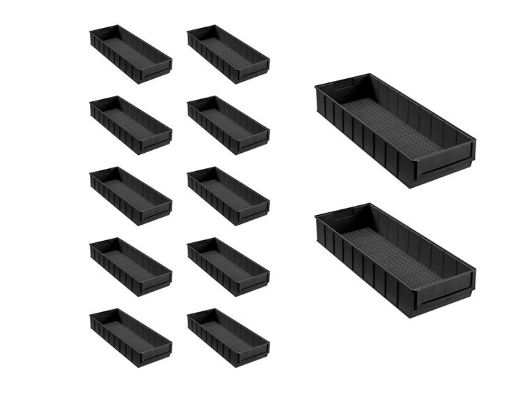 PROREGAL SuperSparSet 12x Leitfähige Indurstriebox 500 B HxBxT 8,1 x 18,3 x 50 cm 6 Liter ESD Sortimentskasten