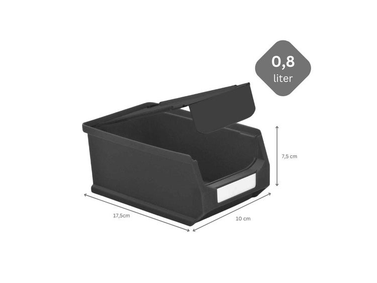 PROREGAL SparSet 5 x Leitfähige Sichtlagerbox 2.0 Mit Abdeckung HxBxT 7,5 x 10 x 17,5 cm 0,8 Liter ESD Sichtlagerbehälter Sichtlagerkasten