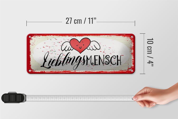 Blechschild Spruch Lieblingsmensch Herz Engel 27x10cm Dekoration