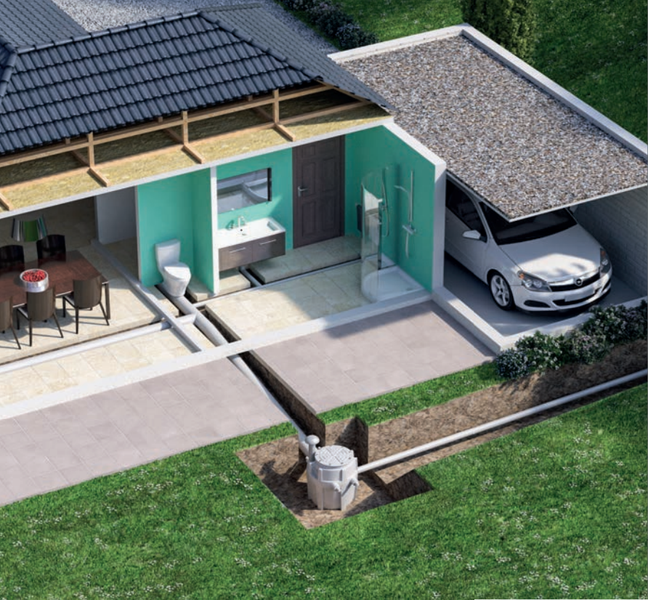 SFA SaniFos 110 Hebeanlage - 11.000 L/Std. - 1500W - Förderhöhe 14 m - Mit integriertem Hebeanlage - Inhalt 110 Liter
