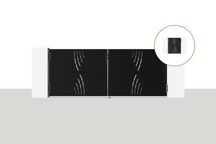 NALI VELETA Drehtorpaket 3x1,2m + Tor H.120cm schwarz - rostfrei & einbruchsicher, inkl. Schloss & Schlüssel, einfache Montage