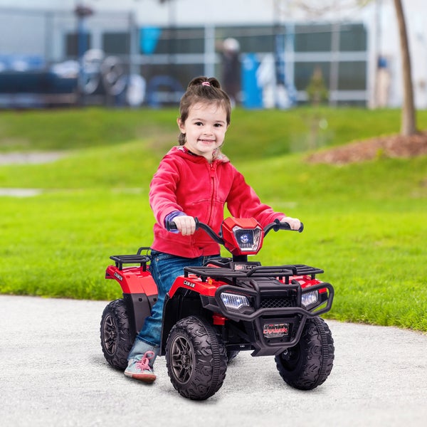 HOMCOM Elektro Kinderquad, mit LED und Musik, für Kinder ab 3 Jahren, 88 x 45 x 50 cm, Kunststoff, Stahl, Schwarz+Rot