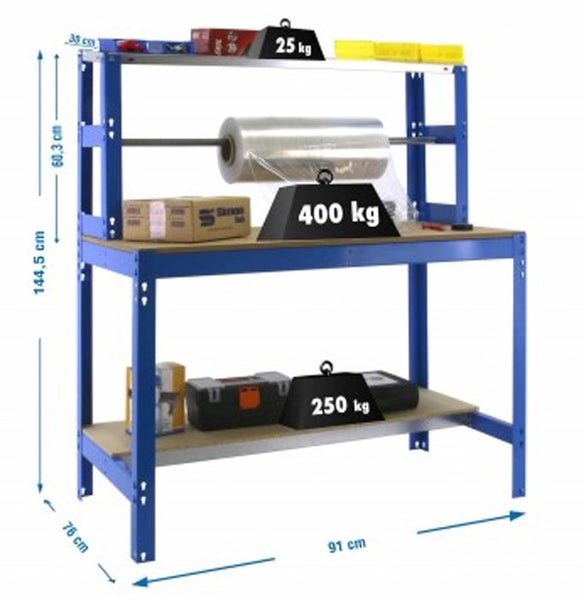 PROREGAL Packtisch Buffalo HxBxT 84 x 90 x 76 cm Traglast 400 kg Blau