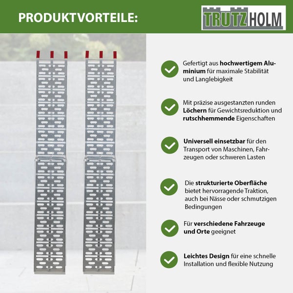 Tragbare Aluminium Auffahrrampen von Trutzholm, geeignet für verschiedene Fahrzeuge und Orte