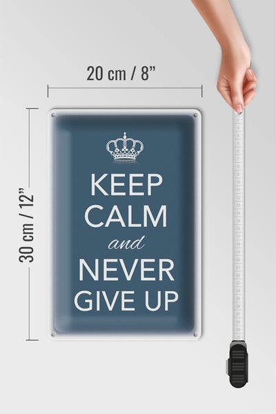 Blechschild Spruch 20x30cm Keep Calm and never give up