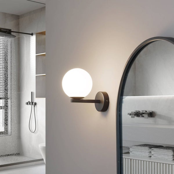 Lucande Wandleuchte, Wandlampe Bad Bidolo (spritzwassergeschützt in Schwarz aus Metall (1 flammig G9) - Wandleuchten Spiegelleuchte Badezimmer Wandbeleuchtung Badezimmerleuchte