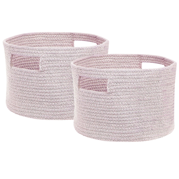 Zwei geflochtene Aufbewahrungskörbe mit Griffen