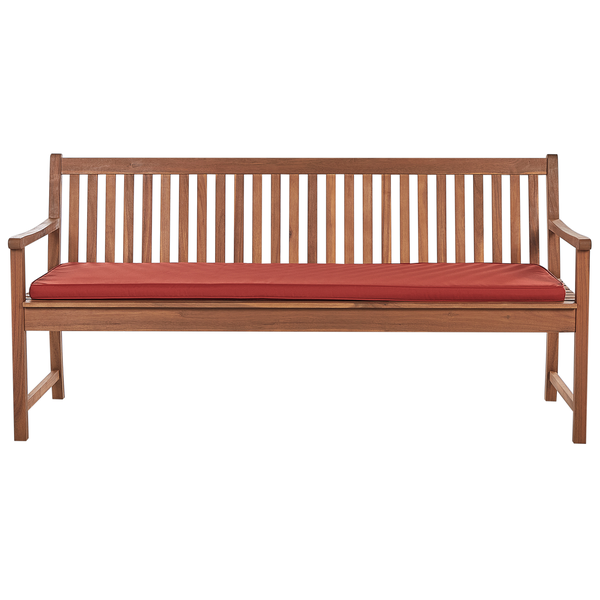 Gartenbank mit Auflage VIVARA 180 cm zertifiziertes Akazienholz Dunkelrot