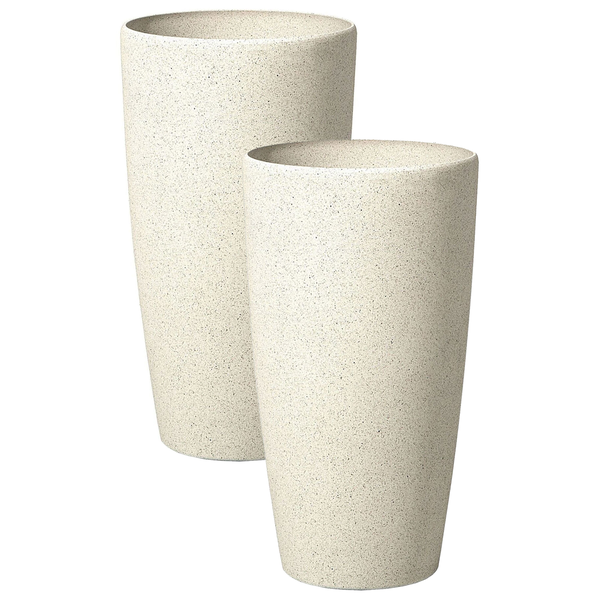 Set mit 2 Blumentöpfen ABDERA 31 cm Hellbeige