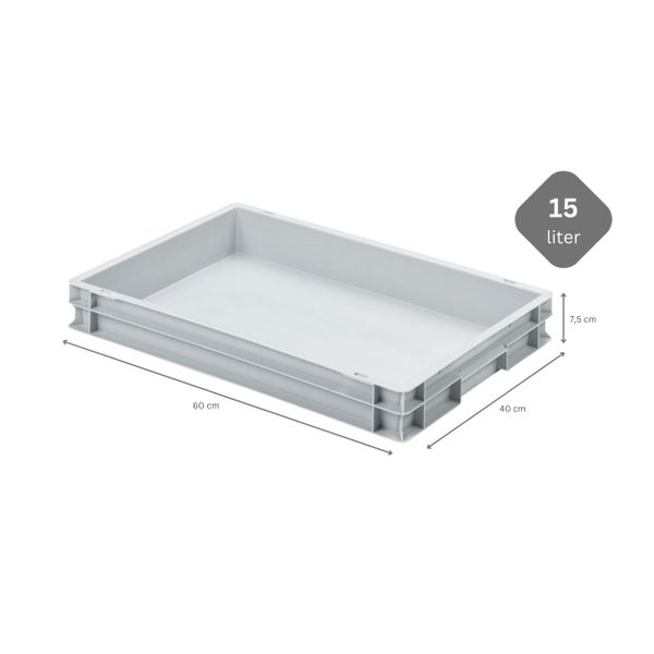 PROREGAL SuperSparSet 13 x Eurobehälter Mit Geschlossenem Griff und Scharnierdeckel HxBxT 7,5 x 40 x 60 cm 15 Liter Grau Eurobox Transportbox