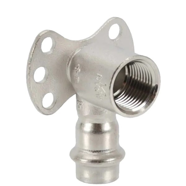 Wandscheibe Pressfitting mit Innengewinde aus Metall für Sanitärinstallationen.