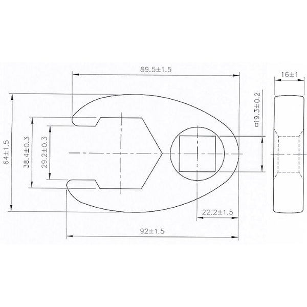 BGS Hahnenfußschlüssel Antrieb Innenvierkant 20 mm (3/4) SW 38 mm - 1759-38
