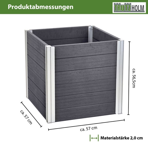 Übertopf 57x 57x 56,5 cm 135 Liter Holzoptik langlebig Pflanzkasten  Pflanzkübel Alu Profile zeitlos