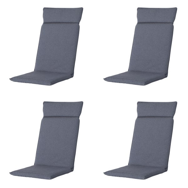 Hochlehnerauflage Manchester jeansgrau - Ca. 120x50 cm - 4er-Set
