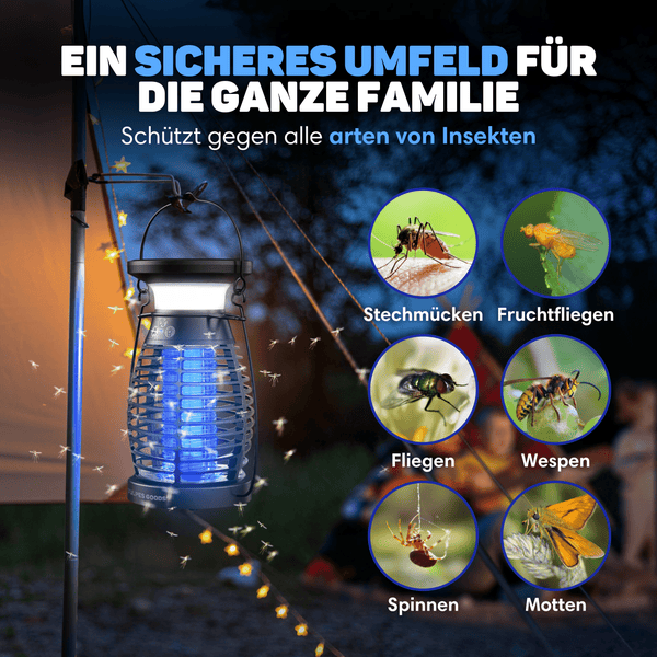 Vulpes Goods Mückenlampe - UV Elektrischer Mückenvernichter - Solar-USB-Aufladbares Anti-Mücken-Gerät