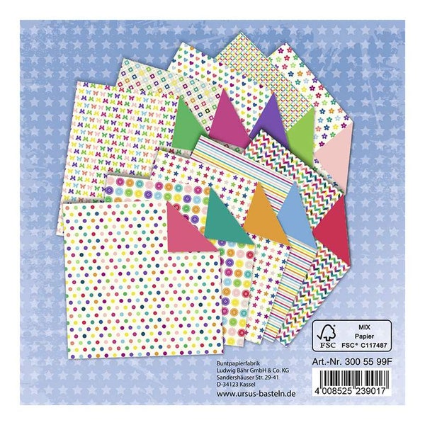 URSUS Falten Faltblätter Mini Mix (80 g/m², 15 x 15 cm), sortiert