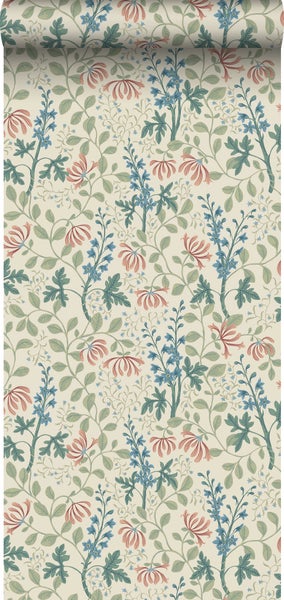 Borastapeter Tapete Blumen Grün und Mehrfarbig - 53 cm x 10.05 m - 662681