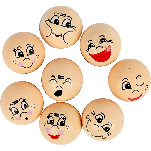 Creativ Company Holzperlen Gesicht, D 20 mm, Hellbeige, 16 Stück