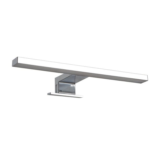 Lineare LED-Spiegelleuchte für das Badezimmer in Chrom-Optik.