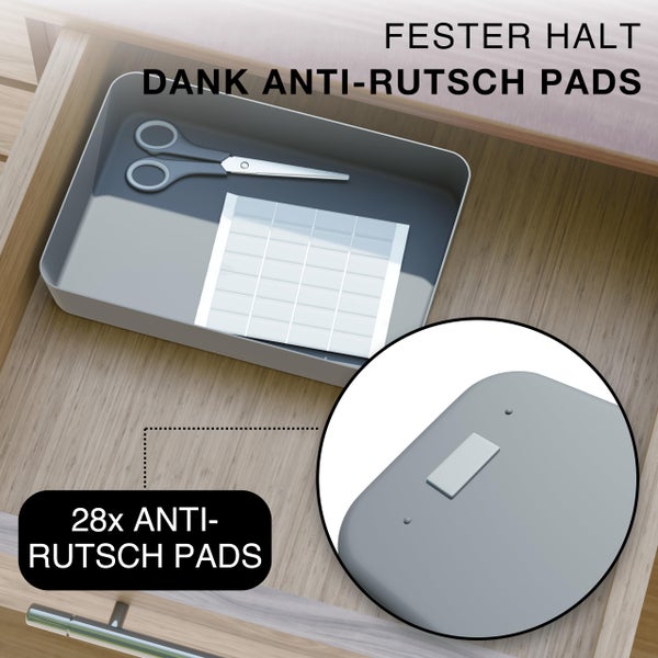 VMbathrooms Schubladen Organizer Set für jeden Bedarf | Praktische Schreibtisch Sortierboxen | Schubladentrenner – Ihr idealer Ordnungshelfer im Alltag für Büro & Haushalt (Anthrazit)