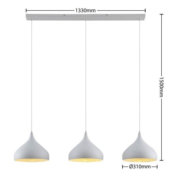 Lindby Pendelleuchte Elamira (Modern) in Weiß aus Metall (3 flammig, E27) - Deckenlampe Esstischlampe Hängelampe Hängeleuchte Wohnzimmerleuchte
