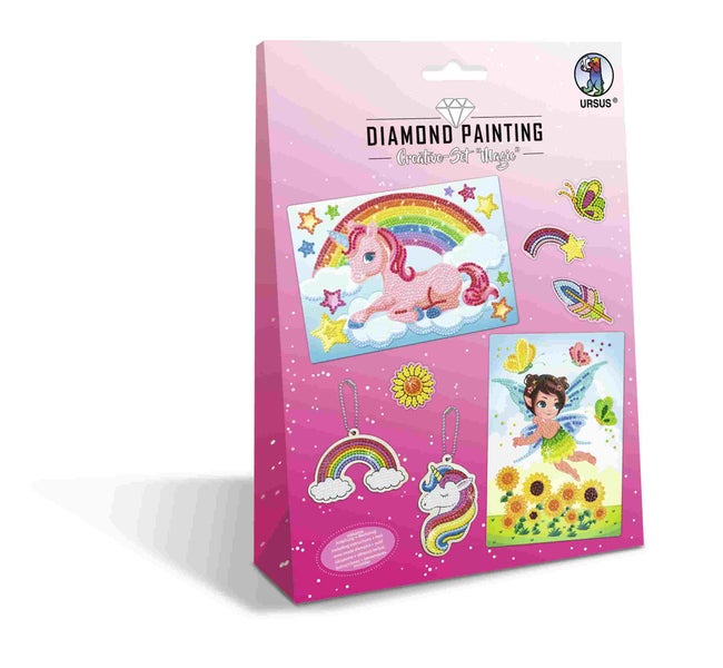 URSUS Kinder-Bastelsets Diamod Painting Creative Set Magic, 2er Karten