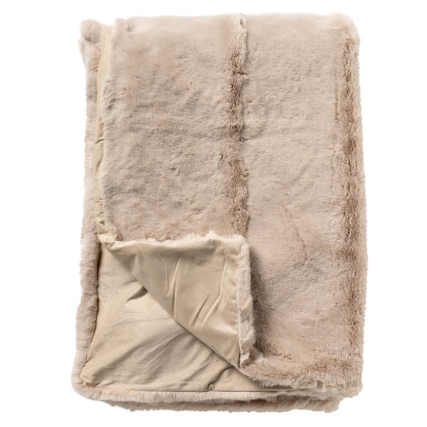 Beige Kuscheldecke mit Kunstfell