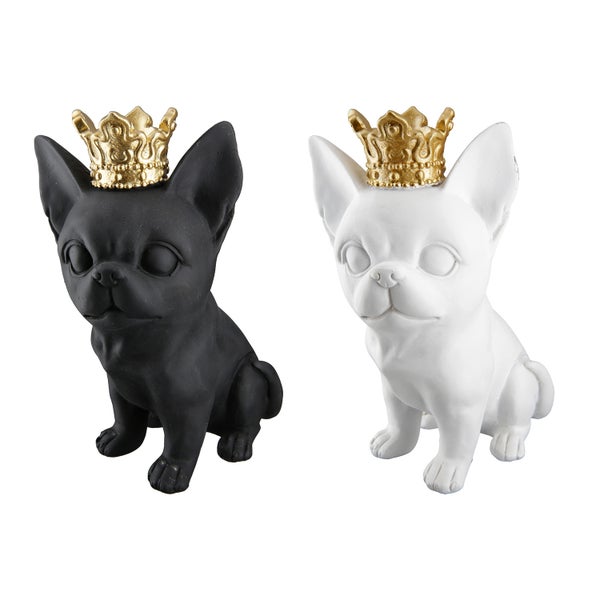Figuren GILDE 2er Set ROXY Hunde schwarz-weiß Höhe 18cm Kunstharz