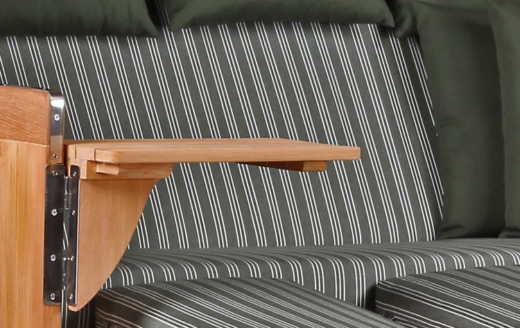 Strandkorb Westerland XXL Teak Bullauge PE shell Dessin 504