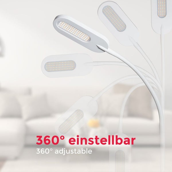 Stehlampe - 6,5W, 600lm, LED, dimmbar, touch, schwenkbar, CCT, Weiß