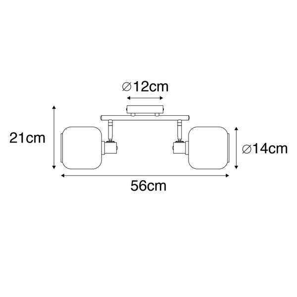 Technische Zeichnung einer Deckenleuchte mit Maßangaben