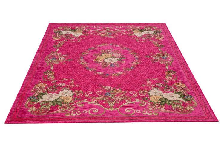 Gewebter Bordürenteppich im floralen Design Flomi Pink 120x180 cm