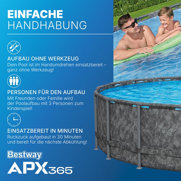 Bestway APX365 Aufstellpool mit einfacher Handhabung und schnellem Aufbau ohne Werkzeug