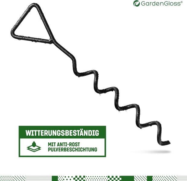 GardenGloss Bodenanker Trampolin Set (4 Stück) – 40cm Robuste Erdanker für Trampolin – Schraubanker zum Eindrehen zur sicheren Befestigung im Boden
