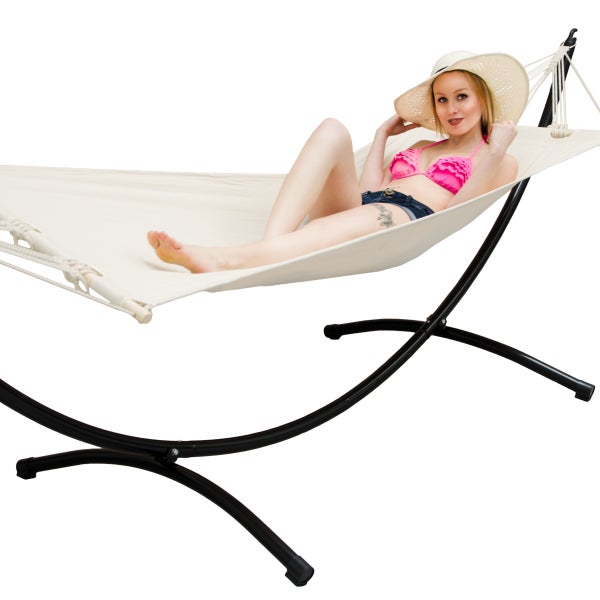 AMANKA Hängematte mit Gestell - 300x100 Garten Liege - Outdoor Indoor Hängemattengestell aus Metall