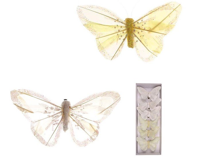 Deko Schmetterlinge mit Glitter zur Dekoration im Set verpackt