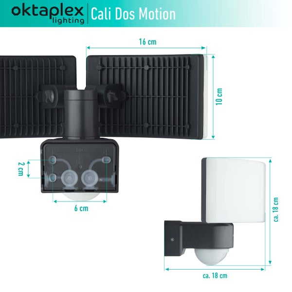 Oktaplex LED Außenstrahler mit Bewegungsmelder 3000K Warmweiß IP65 anthrazit 40W