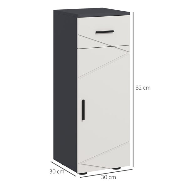 kleankin Badezimmerschrank Beistellschrank Badschrank mit Schublade, Verstellbar Ablagen, Aufbewahrungsschrank für Badezimmer, Wohnzimmer 30 x 30 x 82 cm Grau