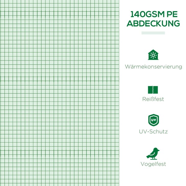 140 g/qm PE Abdeckung mit Wärmekonservierung, Reißfestigkeit, UV-Schutz und Vogelschutz