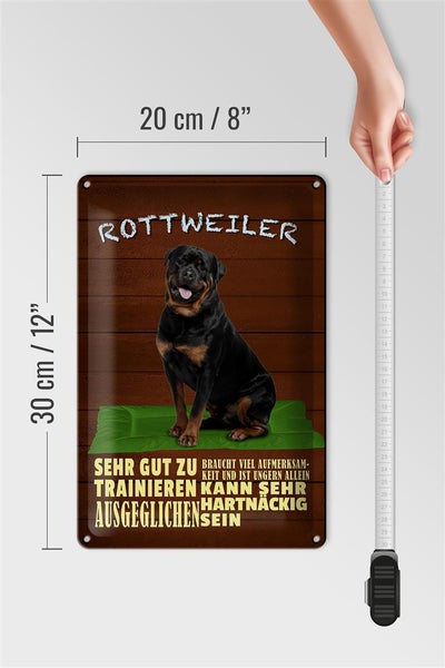 Blechschild Spruch 20x30cm Rottweiler Hund ungern allein