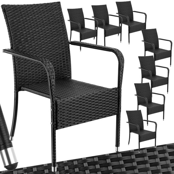 Rattanstuhl tectake Girona 58 x 67 x 90 cm, Belastbarkeit 120 kg widerstandsfähig schwarz