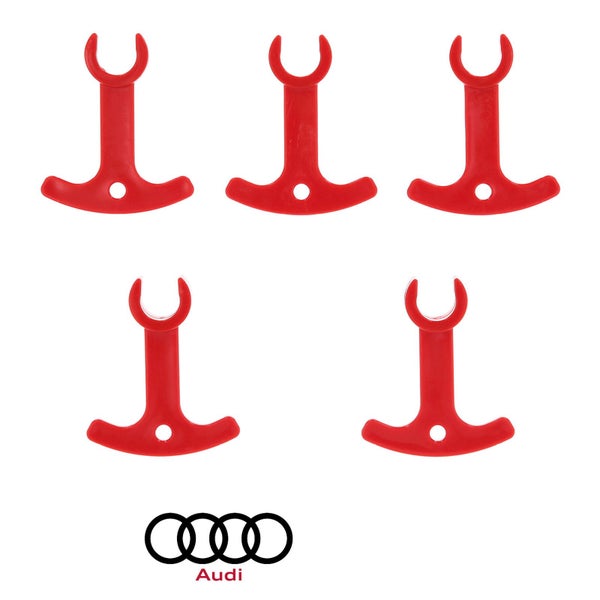 Fünf rote Audi-Abdeckkappen