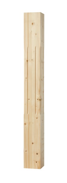 Holzpfosten mit dekorativen Längsrillen aus Nadelholz, ideal für Geländer oder Konstruktionen.