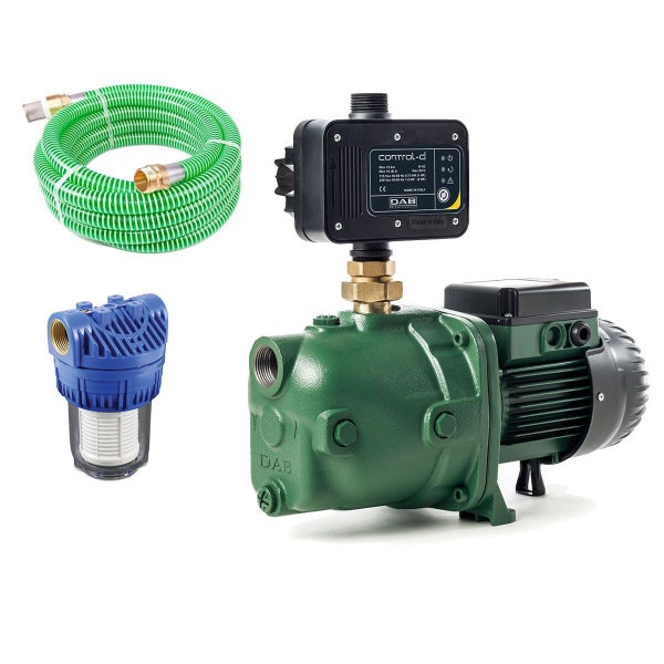 Hauswasserwerk mit Filter, Druckschalter und Schlauch